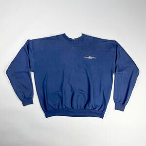 Vintage Crew Neck | 'Johnson Controls' Ironic Navy Blue Men's Sweatshirt